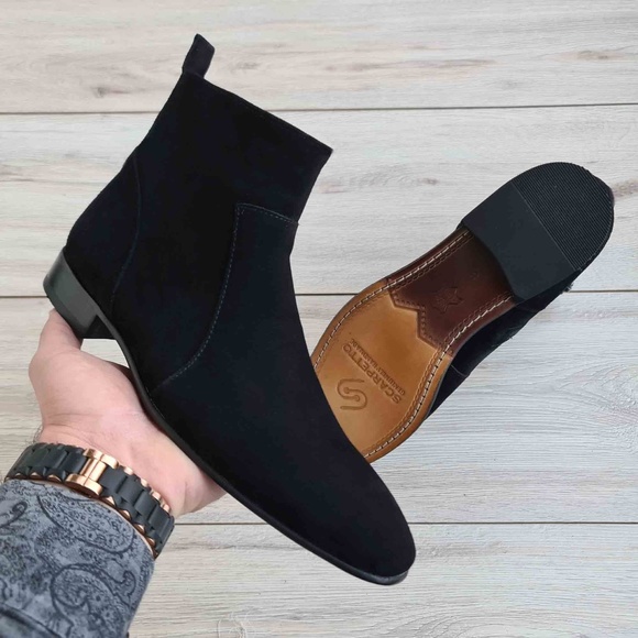 Men's Suede Leather Chelsea Boots | Zip-Up | Handmade - Picture 2 of 4